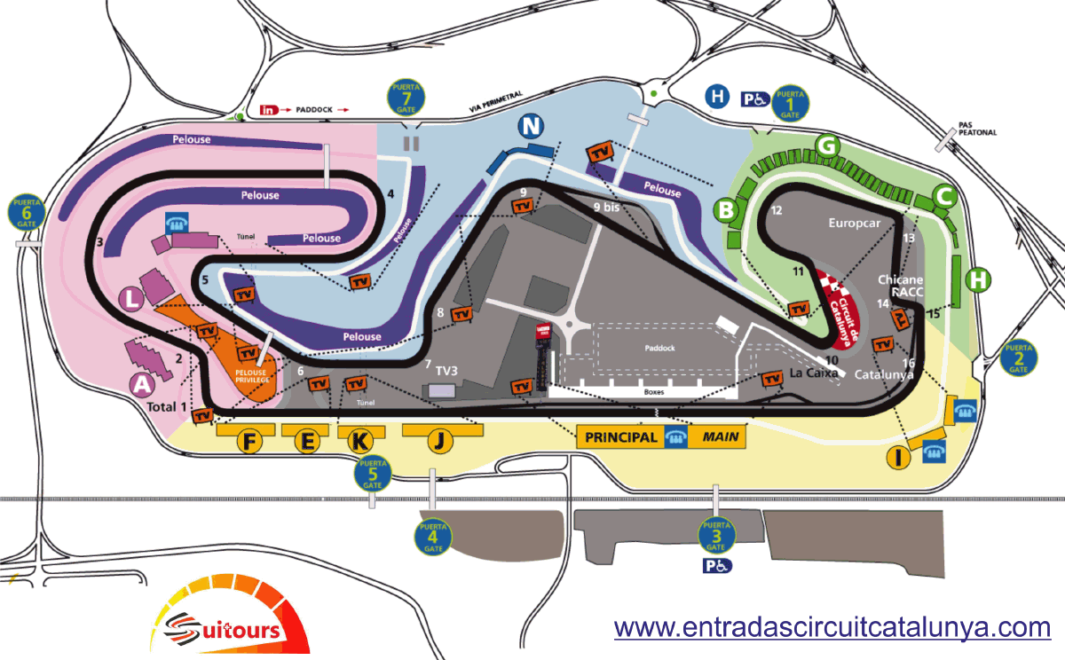 Plano tribunas circuit de Barcelona-Catalunya